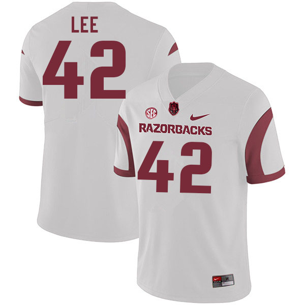 Men #42 Zach Lee Arkansas Razorbacks College Football Jerseys Sale-White - Click Image to Close
